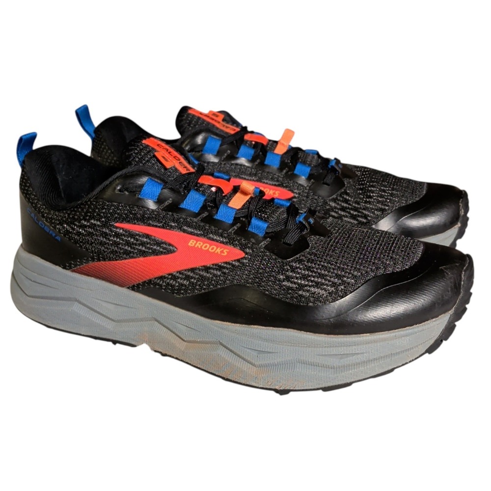 Brooks Caldera 5 Shoes Mens size 10.5D Black Blue Orange Trail Running Sneakers